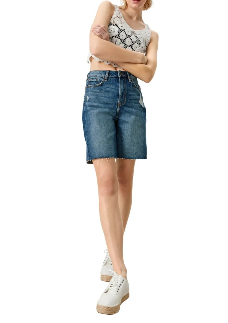 QS Shorts*Mom-Fit Bermuda Blau