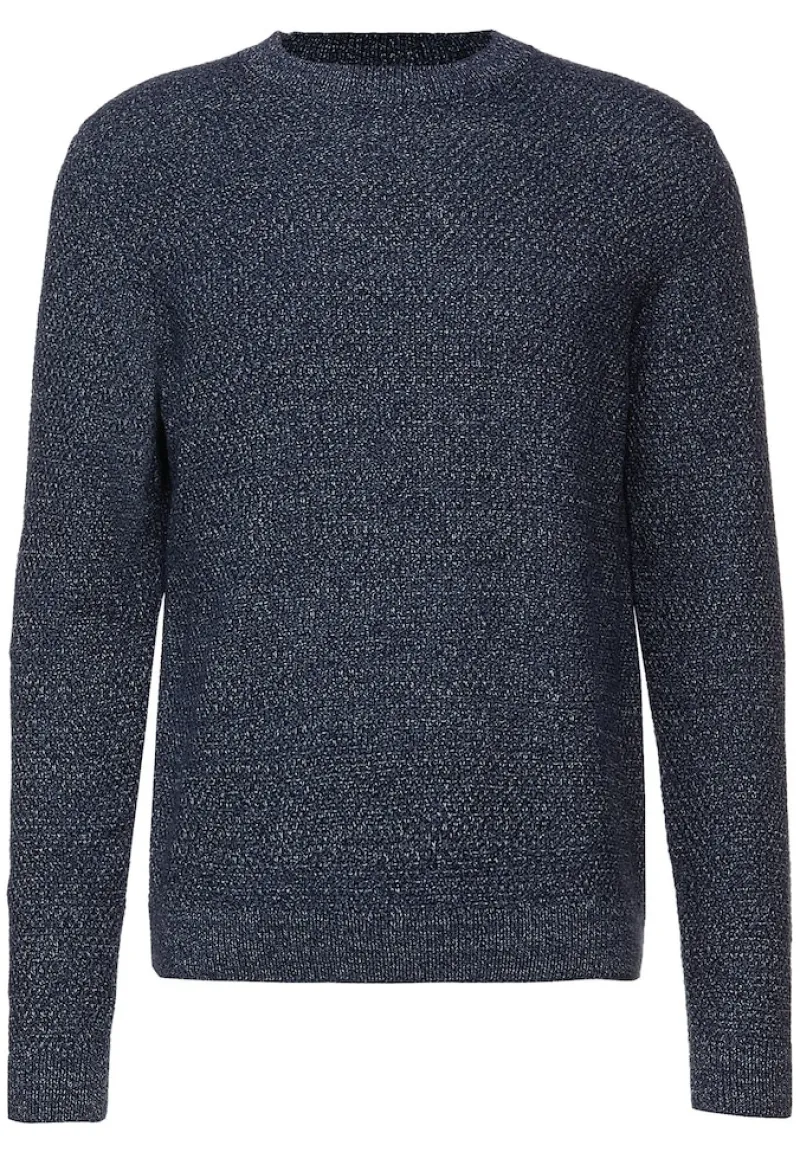 Street One Men Pullover & Sweatshirts|Big Boys*Mouliné Strickpullover deep navy blue melange