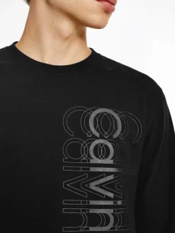Calvin Klein Shirts*MULTI LOGO LS LIGHT SWEATSHIRT ck black