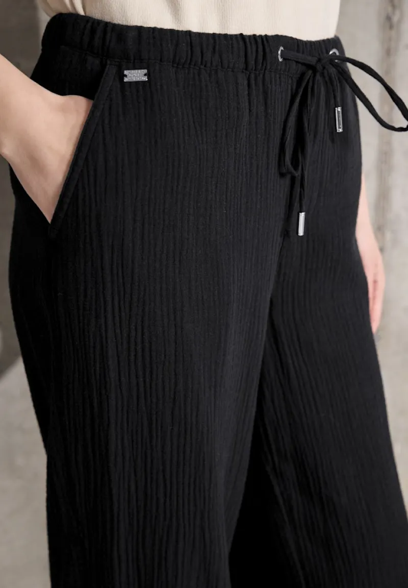 STREET ONE STUDIO Hosen*Musselin Wide Leg Hose Black