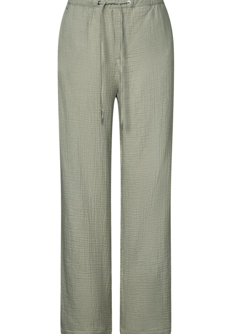 STREET ONE STUDIO Hosen*Musselin Wide Leg Hose pale mud green