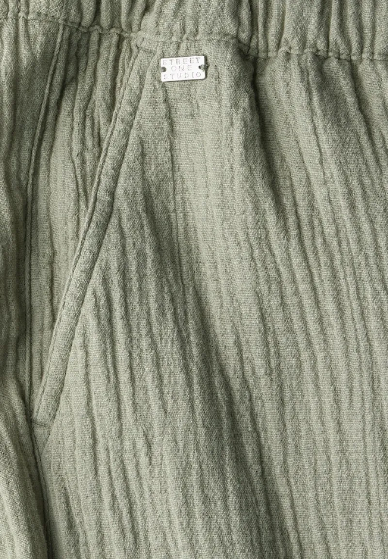 STREET ONE STUDIO Hosen*Musselin Wide Leg Hose pale mud green