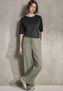 STREET ONE STUDIO Hosen*Musselin Wide Leg Hose pale mud green