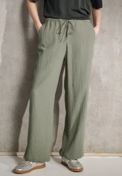 STREET ONE STUDIO Hosen*Musselin Wide Leg Hose pale mud green