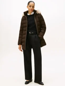 Tommy Hilfiger Jacken*MW DOWN SLIM COAT WITH FUR dark coffee