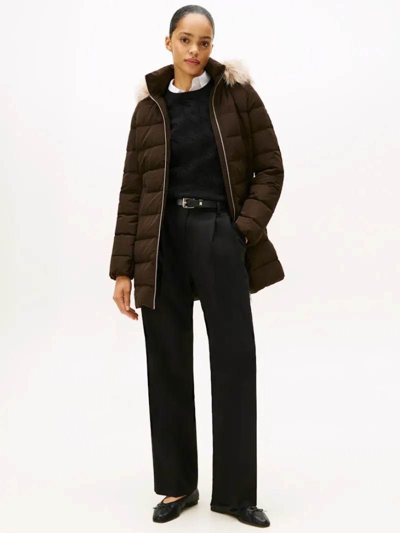 Tommy Hilfiger Jacken*MW DOWN SLIM COAT WITH FUR dark coffee