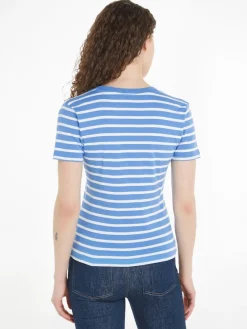 Tommy Hilfiger Shirts*NEW SLIM CODY V-NK SS breton stp- blue spell- ecru