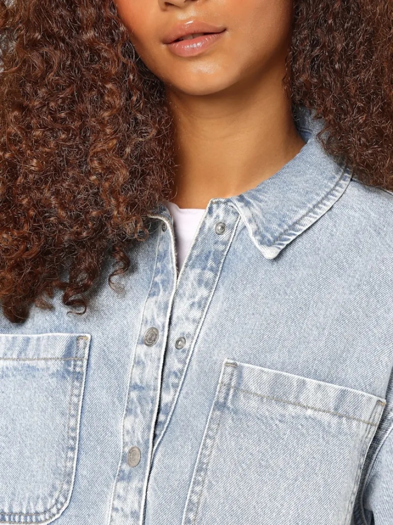 Noisy May Blusen*NMALVA L/S DENIM SHACKET AZ352LB NOOS Light Blue Denim