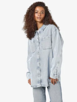 Noisy May Blusen*NMALVA L/S DENIM SHACKET AZ352LB NOOS Light Blue Denim