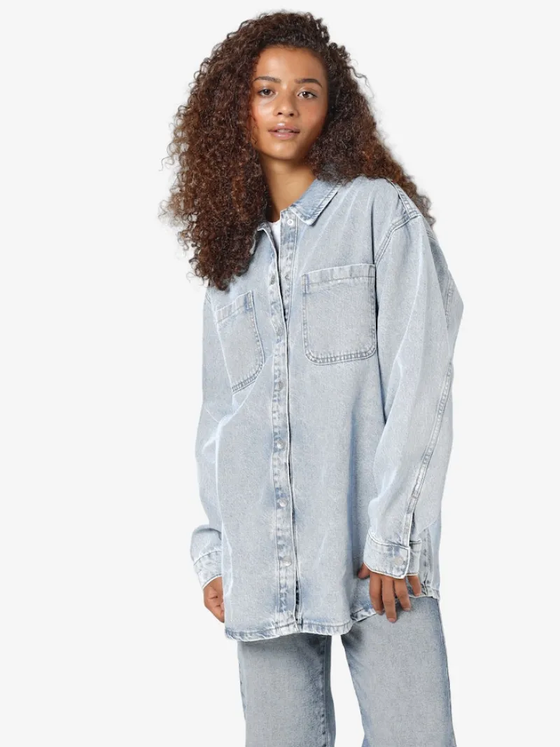 Noisy May Blusen*NMALVA L/S DENIM SHACKET AZ352LB NOOS Light Blue Denim