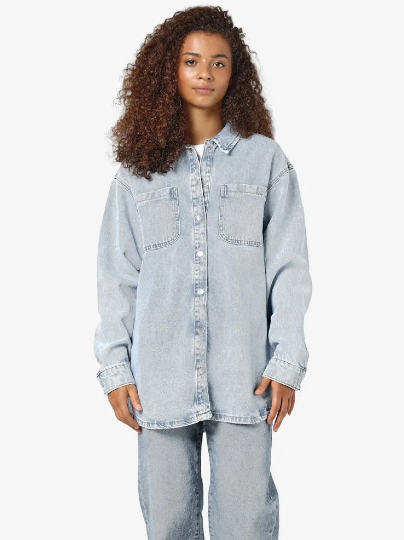Noisy May Blusen*NMALVA L/S DENIM SHACKET AZ352LB NOOS Light Blue Denim