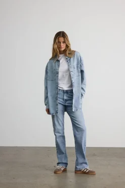 Noisy May Blusen*NMALVA L/S DENIM SHACKET AZ352LB NOOS Light Blue Denim