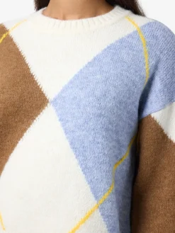 Noisy May Pullover & Sweatshirts*NMARMIE L/S O-NECK ARGYLE KNIT FWD Cloud Dancer