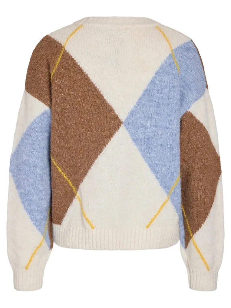 Noisy May Pullover & Sweatshirts*NMARMIE L/S O-NECK ARGYLE KNIT FWD Cloud Dancer