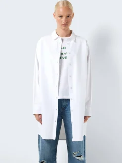 Noisy May Kleider*NMASTA L/S SHIRT DRESS FWD Bright White