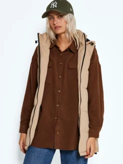 Noisy May Westen*NMAURORA HOOD VEST NOOS hellbraun2