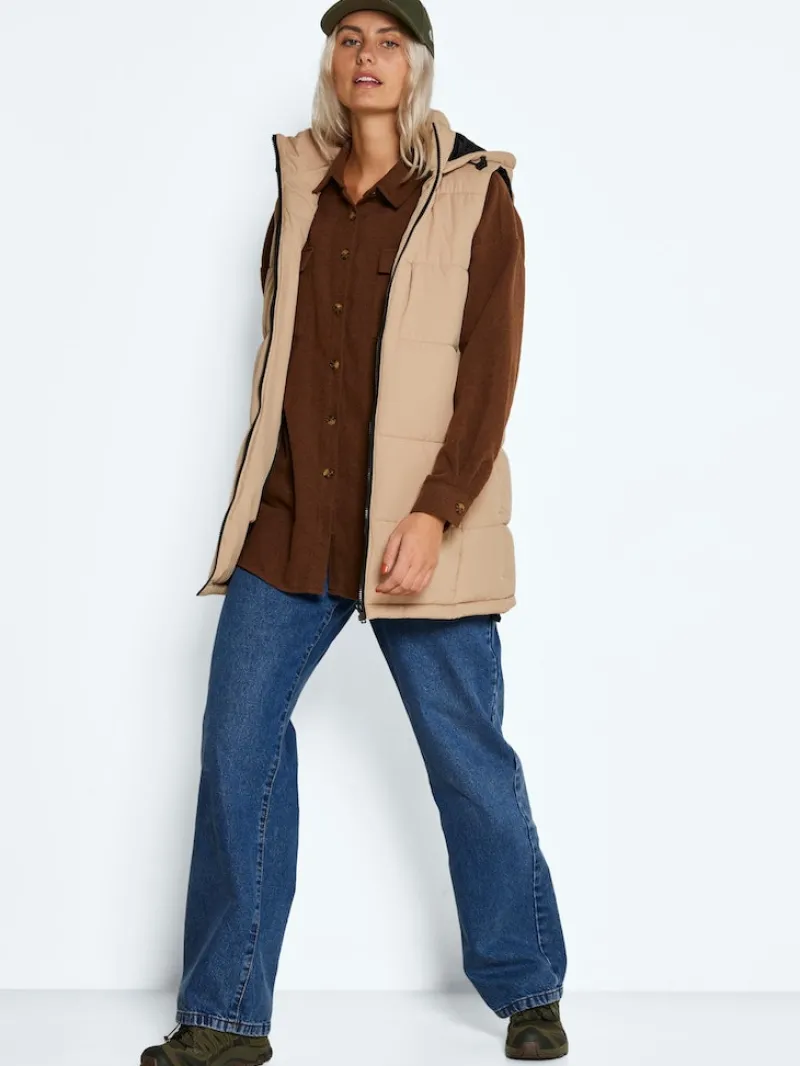 Noisy May Westen*NMAURORA HOOD VEST NOOS hellbraun2