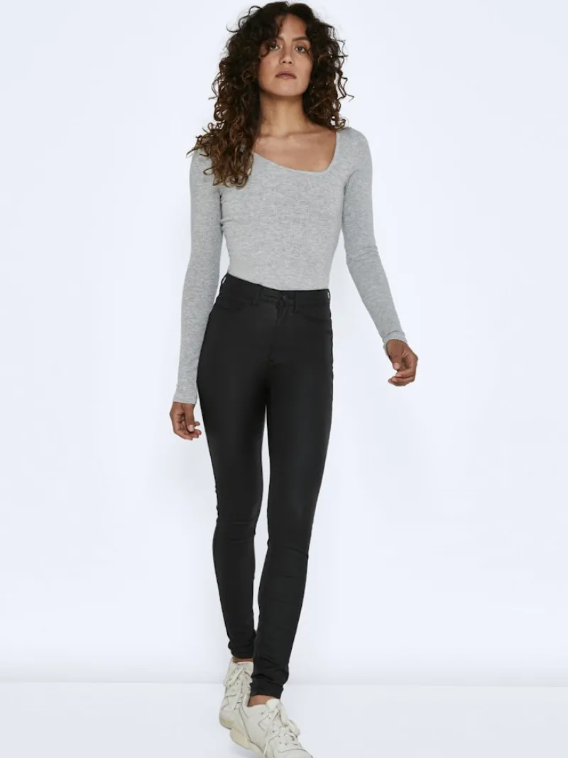 Noisy May Hosen*NMCALLIE HW SKINNY COATED PANTS NOOS Black