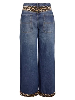 Noisy May Jeans*NMCORE NW LEOPATCH WIDE LEG JEAN FO050DB Dark Blue Denim