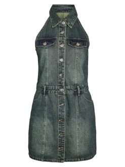 Noisy May Kleider*NMLARDIE SH SL TNTD DNM DRS VI587DB NOOS Dark Blue Denim