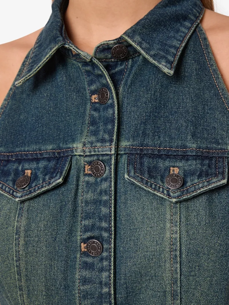 Noisy May Kleider*NMLARDIE SH SL TNTD DNM DRS VI587DB NOOS Dark Blue Denim