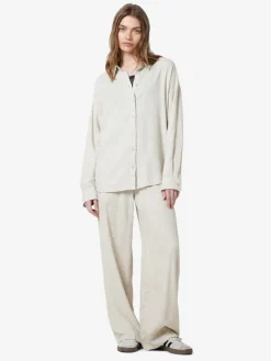 Noisy May Blusen*NMLEILANI L/S LOOSE SHIRT WVN NOOS Natural