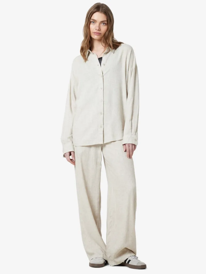 Noisy May Blusen*NMLEILANI L/S LOOSE SHIRT WVN NOOS Natural