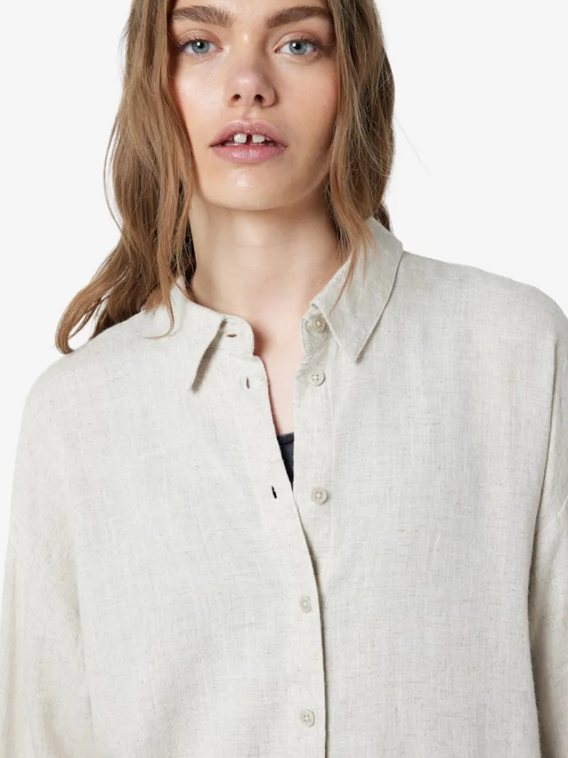 Noisy May Blusen*NMLEILANI L/S LOOSE SHIRT WVN NOOS Natural