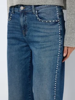 Noisy May Jeans*NMYOLANDA NW WIDE LEG STUD JEANS AZ308MB Medium Blue Denim