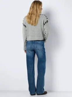 Noisy May Jeans*NMYOLANDA NW WIDE LEG STUD JEANS AZ308MB Medium Blue Denim