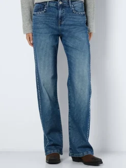 Noisy May Jeans*NMYOLANDA NW WIDE LEG STUD JEANS AZ308MB Medium Blue Denim