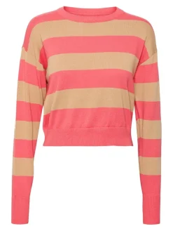 Noisy May Pullover & Sweatshirts*NMZOE L/S O-NECK CROP KNIT NOOS Sun Kissed Coral