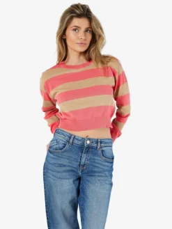 Noisy May Pullover & Sweatshirts*NMZOE L/S O-NECK CROP KNIT NOOS Sun Kissed Coral