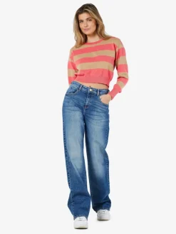 Noisy May Pullover & Sweatshirts*NMZOE L/S O-NECK CROP KNIT NOOS Sun Kissed Coral