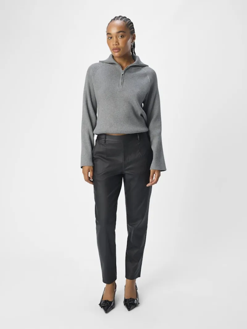 Object Hosen*OBJBELLE LISA COATED PANT NOOS Black