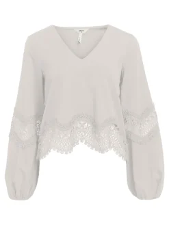 Object Blusen*OBJDANNI RE L/S TOP 134 white sand