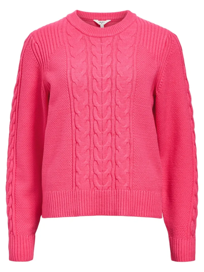 Object Pullover & Sweatshirts*OBJDORIS RE L/S KNIT PULLOVER NOOS hot pink