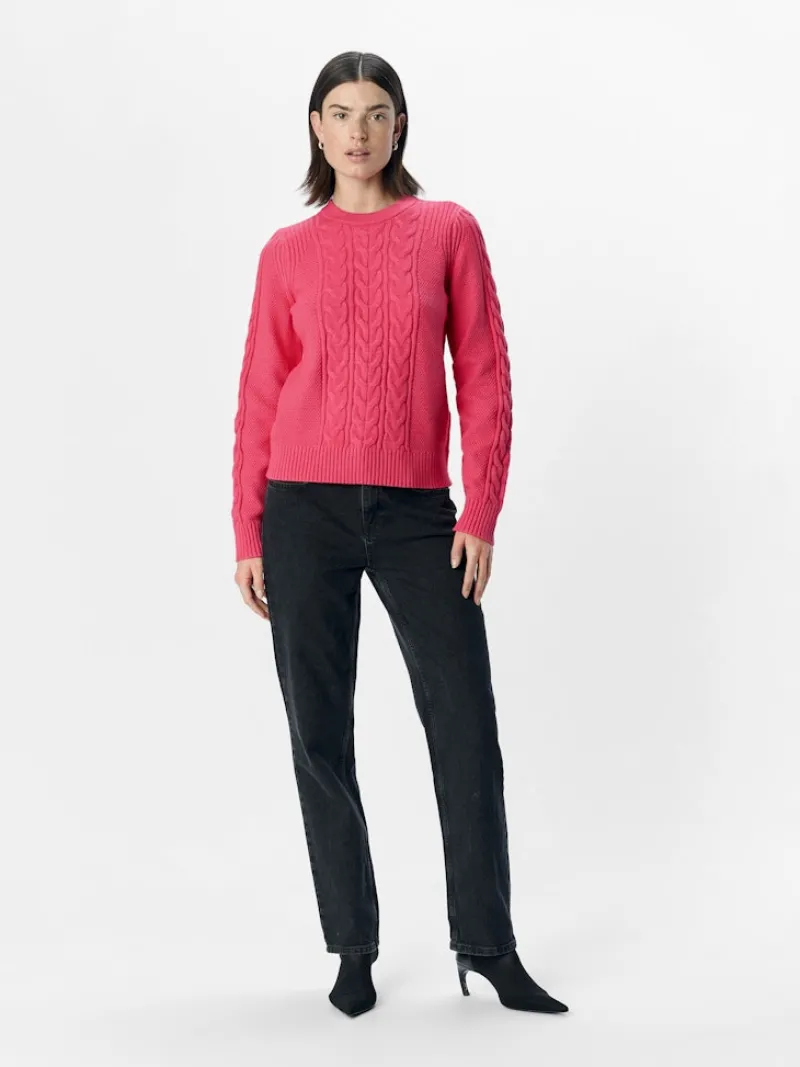 Object Pullover & Sweatshirts*OBJDORIS RE L/S KNIT PULLOVER NOOS hot pink
