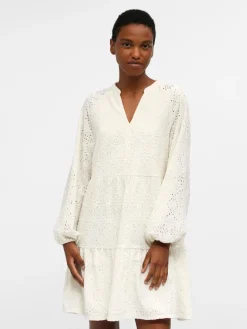 Object Kleider*OBJFEODORA GIA L/S DRESS NOOS Cloud Dancer