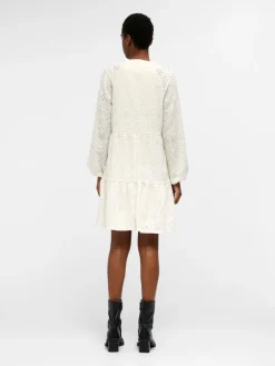 Object Kleider*OBJFEODORA GIA L/S DRESS NOOS Cloud Dancer