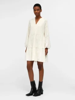 Object Kleider*OBJFEODORA GIA L/S DRESS NOOS Cloud Dancer