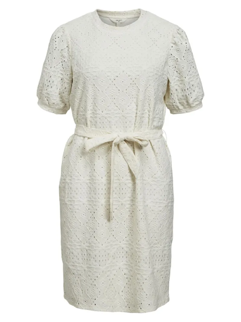 Object Kleider*OBJFEODORA S/S SHORT DRESS NOOS Cloud Dancer
