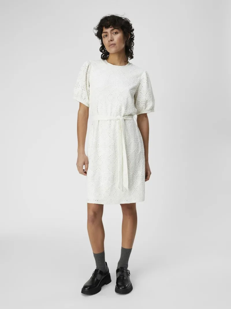 Object Kleider*OBJFEODORA S/S SHORT DRESS NOOS Cloud Dancer
