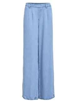 Object Hosen*OBJFRAME LISA WIDE MW PANT NOOS Light Blue Denim
