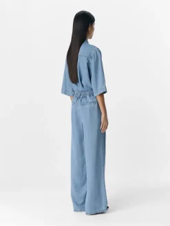 Object Hosen*OBJFRAME LISA WIDE MW PANT NOOS Light Blue Denim