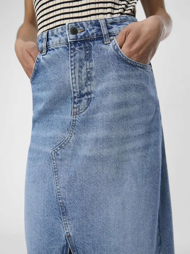 Object Röcke*OBJHARPER HW DENIM SKIRT 132 Medium Blue Denim
