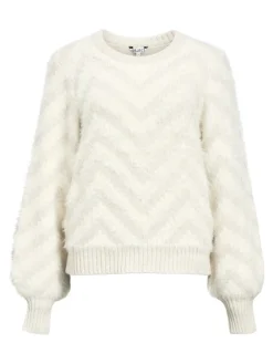 Object Pullover & Sweatshirts*OBJHOLLOW L/S RE KNIT PULLOVER NOOS white sand