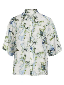 Object Blusen*OBJIDDA S/S SHIRT REP white sand