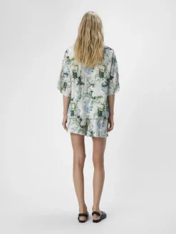 Object Blusen*OBJIDDA S/S SHIRT REP white sand