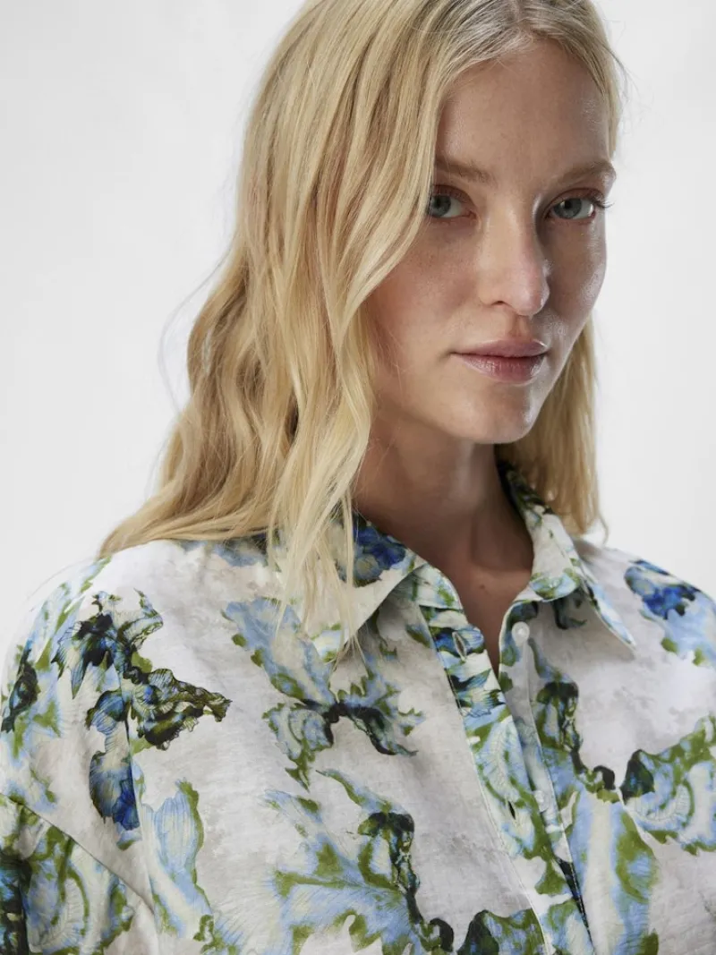 Object Blusen*OBJIDDA S/S SHIRT REP white sand